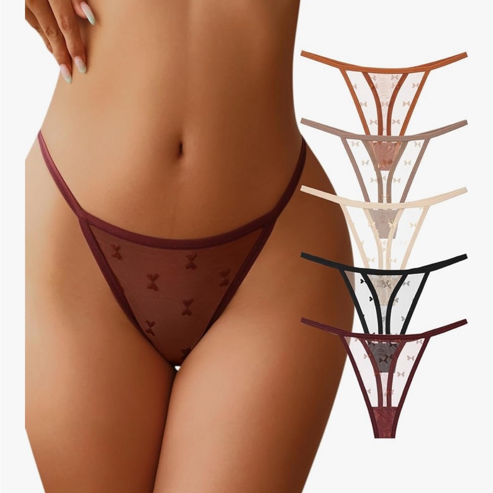 Set of Sheer Bow Thongs 5 Pack